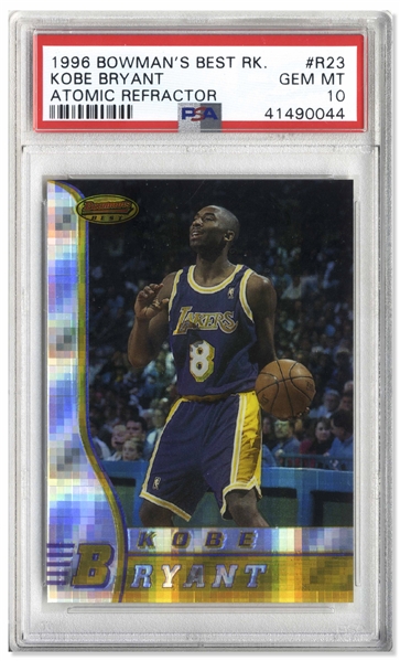 Kobe Bryant 1996-97 Bowman's Best Atomic Refractor Lakers Rookie Card #R23 -- PSA Graded Perfect 10